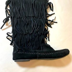 Mudd Moccasin Black Boots sz 10 leather Suede